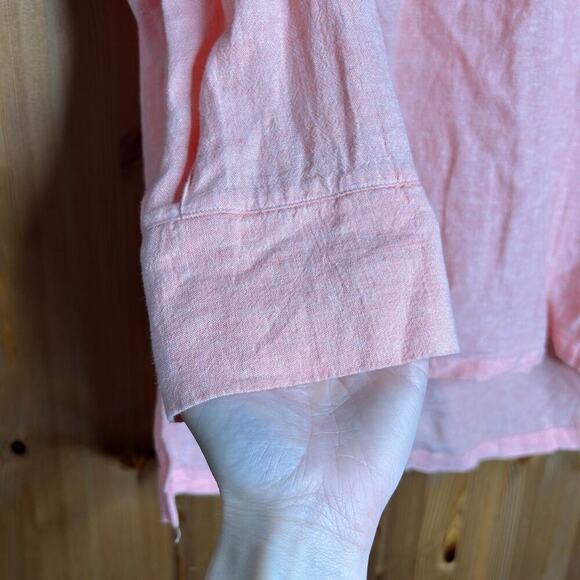 Old Navy Linen Blend Popover Collared Blouse Shirt Women’s Medium Orange Beachy - Picture 5 of 8